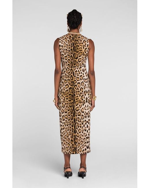 Roberto Cavalli White Jaguar-Print Dress