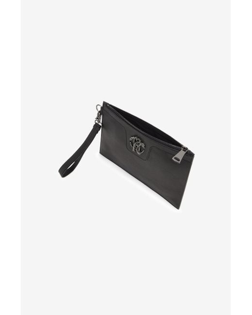 Roberto Cavalli Clutch With Monogram Rc in Black for Men Lyst UK