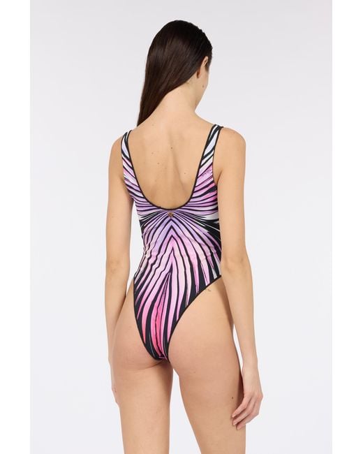 Roberto Cavalli Purple Ray Of Paradise Print Swimsuit