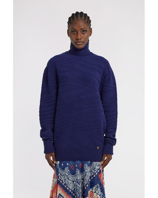 Roberto Cavalli Blue Turtleneck Sweater