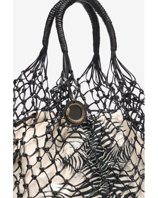 Roberto Cavalli Black Bag With Mesh And Mini Zebra Print
