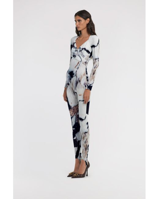Roberto Cavalli Blue Marble Print Jumpsuit