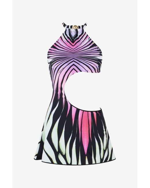 Roberto Cavalli White Ray Of Paradise Print Dress Mini
