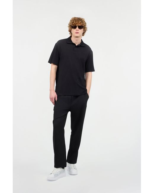 Roberto Cavalli Black Polo Shirt With Monogram And Lettering for men