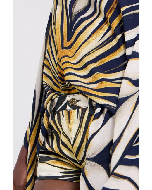 Roberto Cavalli Multicolor Ray Of Print Denim Shorts