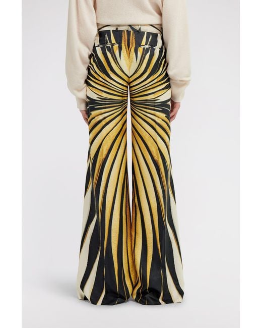 Roberto Cavalli White Ray Of Print Silk Palazzo Trousers