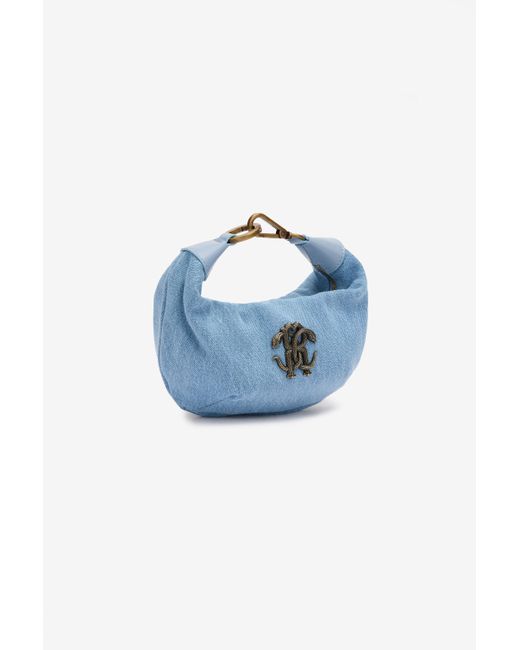 Borsa Con Monogram Mirror Snake di Roberto Cavalli in Blue