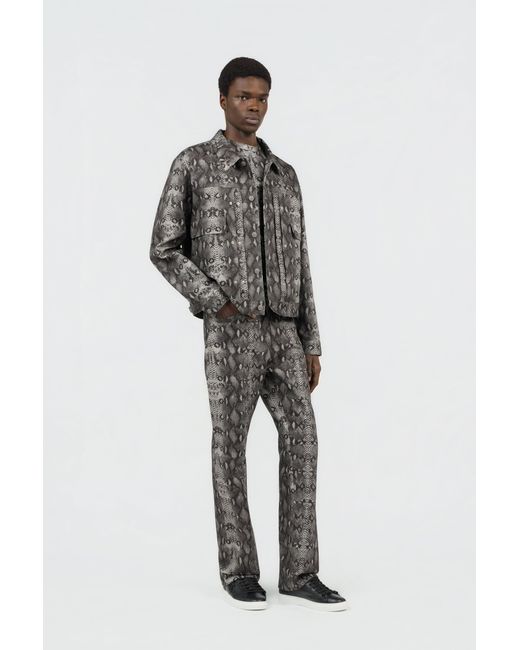 Roberto Cavalli Gray Python Print Denim Jeans for men