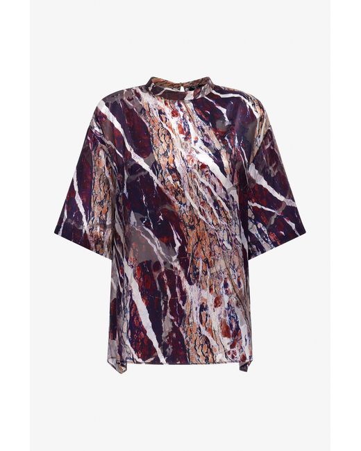 Roberto Cavalli Purple Marble Print Long T-Shirt Dress