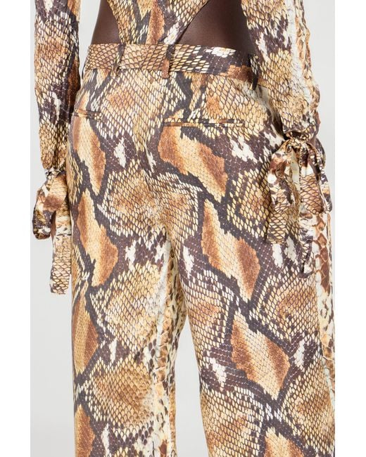 Roberto Cavalli White Python Print Trousers