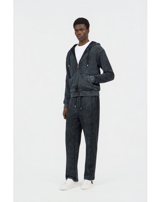 Roberto Cavalli Black Washed Hoodie With Monogram Rc for men