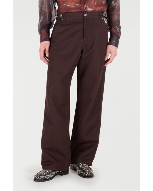 Roberto Cavalli Purple Cotton-Blend Pants for men