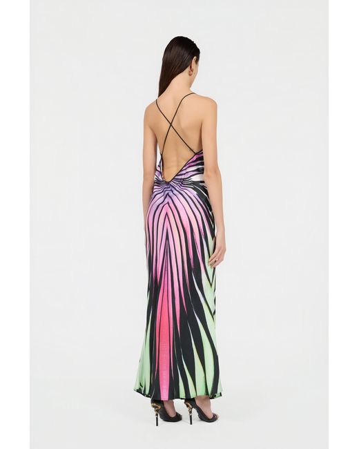 Roberto Cavalli White Ray Of Paradise Print Silk Slip Dress