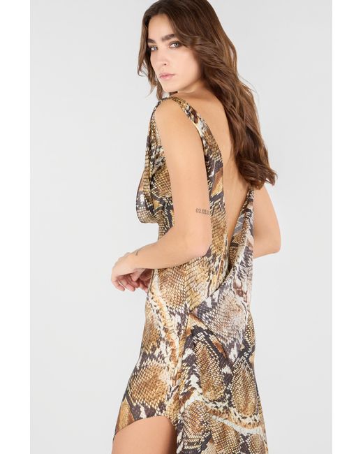 Roberto Cavalli White Python Print Silk Midi Dress