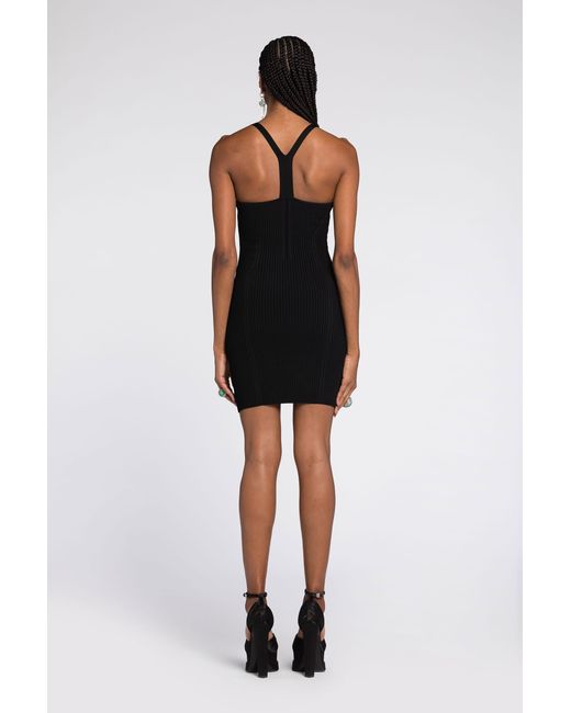 Roberto Cavalli Black Ribbed-Knit Mini Dress
