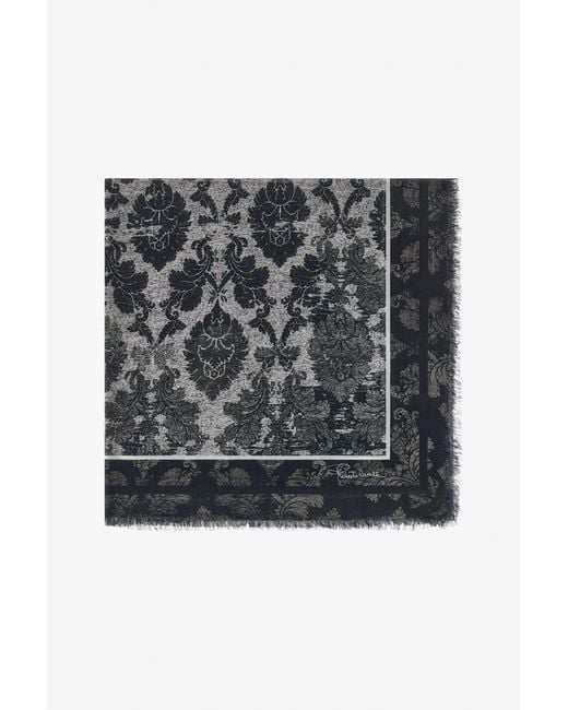 Roberto Cavalli Black Shawl With Brocade Print for men