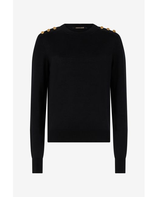 Roberto Cavalli Black Sweater With Buttons