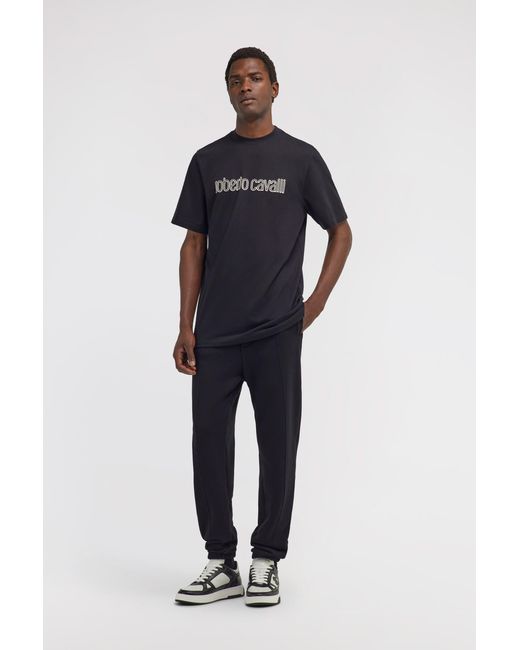 Roberto Cavalli Blue Logo T-Shirt for men
