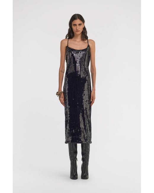Roberto Cavalli Blue Sequined Midi Dress