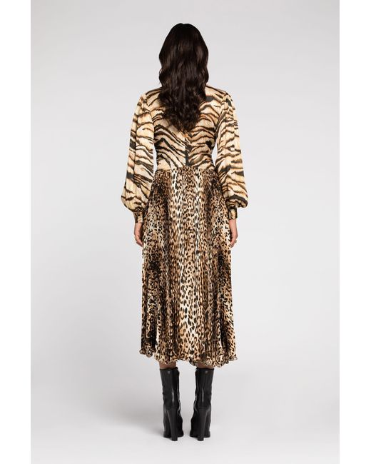 Roberto Cavalli White Animal-Print Knot-Font Midi Dress