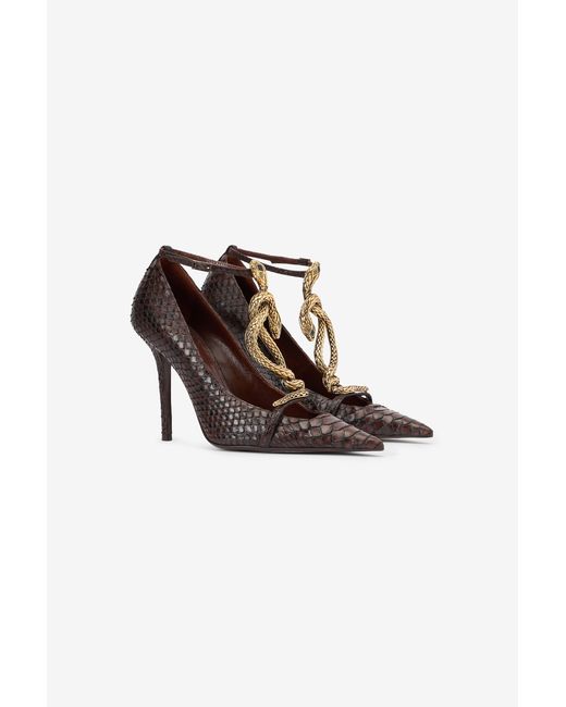 Roberto Cavalli Multicolor Scale-Pattern Pumps With Snake Motif
