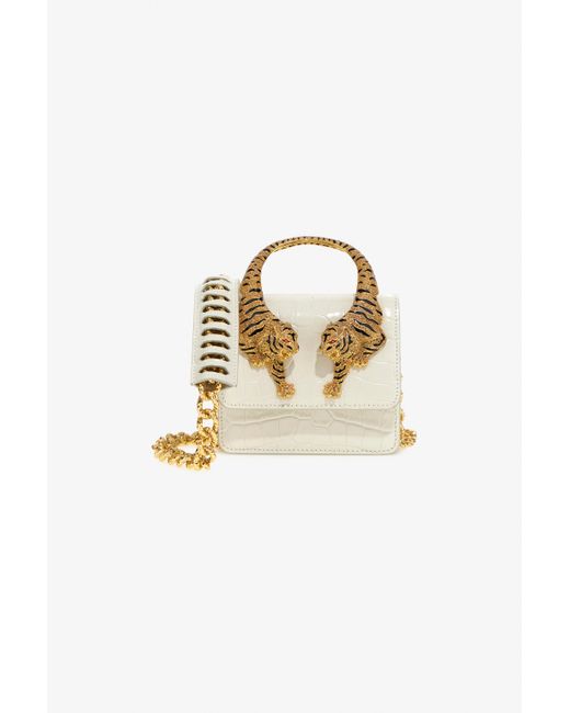 Borsa A Spalla Roar Piccola Con Tigri Gioiello di Roberto Cavalli in Metallic