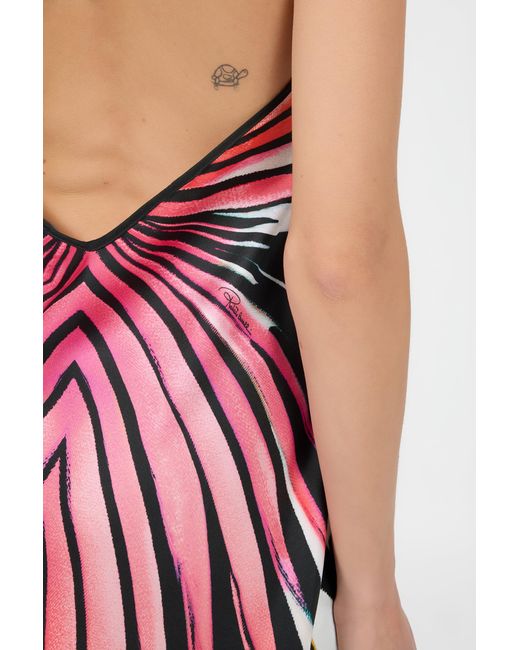 Roberto Cavalli White Ray Of Paradise Print Silk Mini Dress