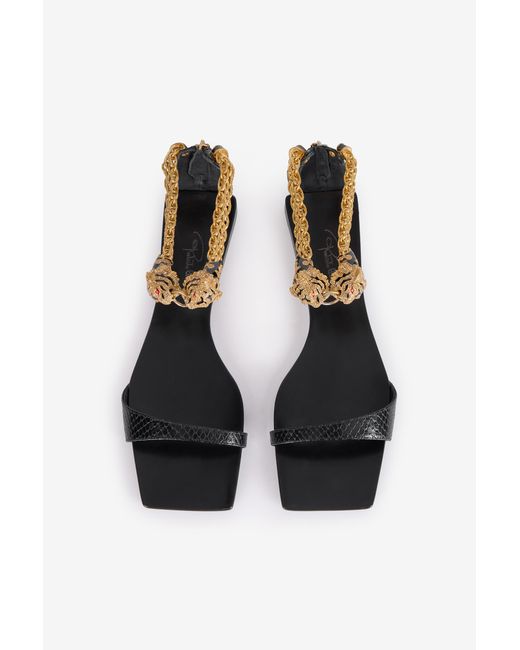 Roberto Cavalli Multicolor Low Sandals With Jewel Tigers And Snake Print