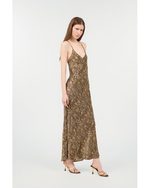 Roberto Cavalli Natural Silk Dress With Jaguar, Cheetah And Leopard Print
