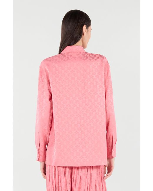 Roberto Cavalli Pink Shirt-Blend Shirt With Mirror Snake Monogram Print