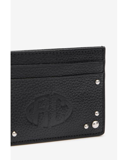 Roberto Cavalli Black Flat Card Holder With Studs for men
