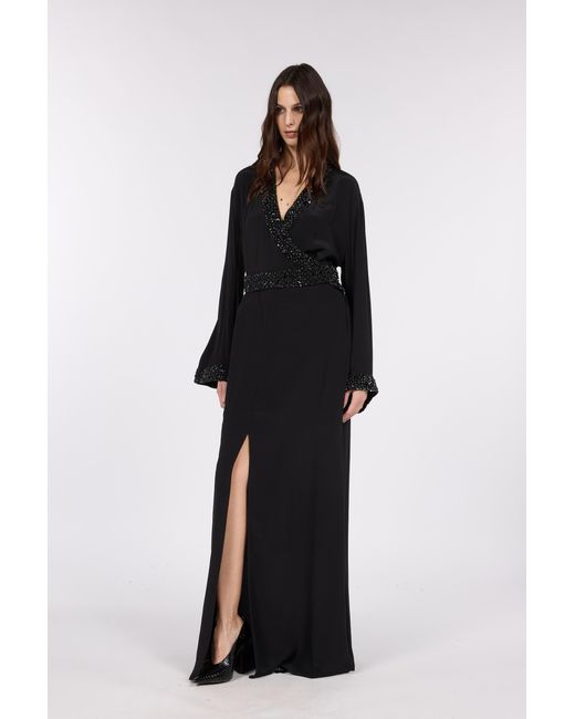 Roberto Cavalli Black Silk Maxi Dress With Embellished Detail