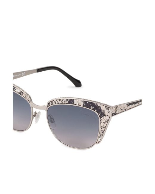 Roberto Cavalli Metallic Python-Print Cat-Eye Sunglasses
