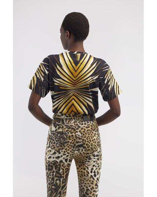 Roberto Cavalli Multicolor T-Shirt With Ray Of Print