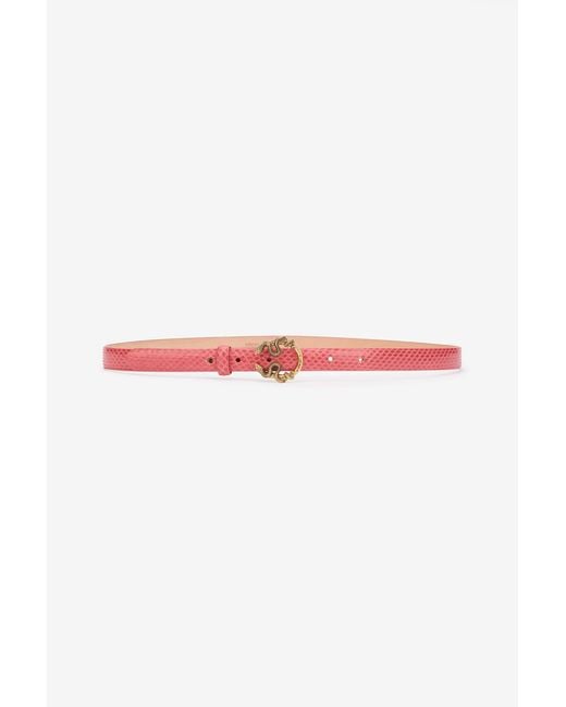 Roberto Cavalli Pink Leather Belt With Snake Buckle
