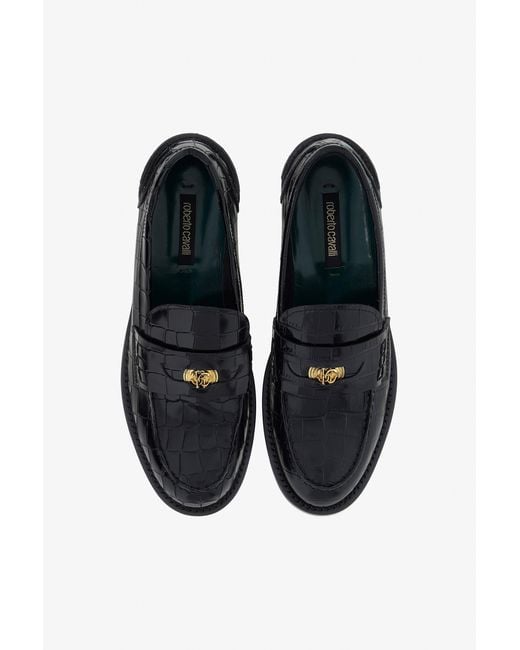 Roberto Cavalli Black Rc Logo Mocassins