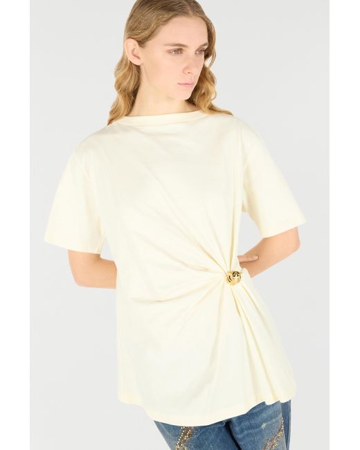 Roberto Cavalli Natural T-Shirt With Jewel Tiger Head