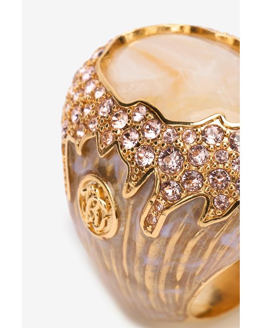 Anillo con detalle de cristales Roberto Cavalli de color Metallic