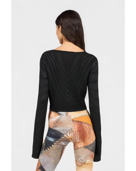 Roberto Cavalli Black Cropped Tie Front Cardigan