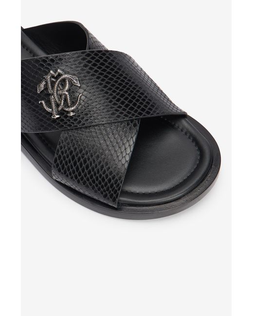 Roberto Cavalli Black Slide Sandals for men