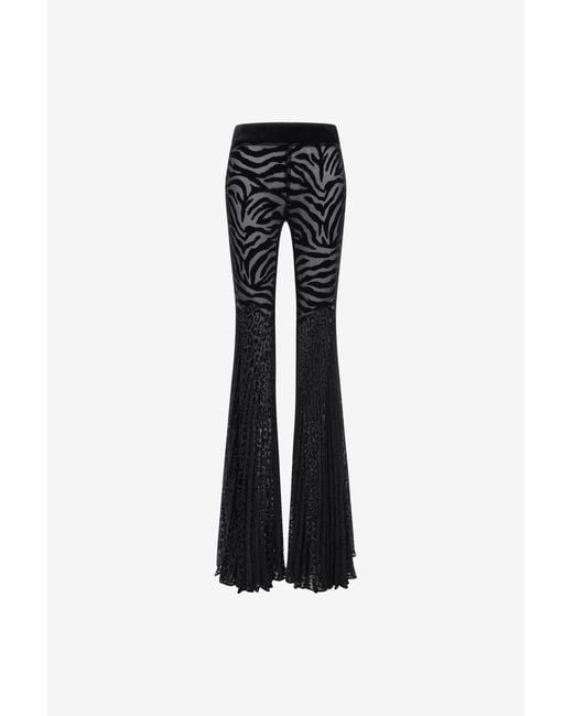 Roberto Cavalli Black Ray Of Print Velvet Pants