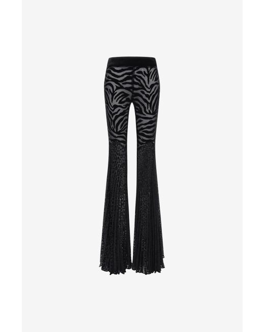 Roberto Cavalli Black Ray Of Print Velvet Pants
