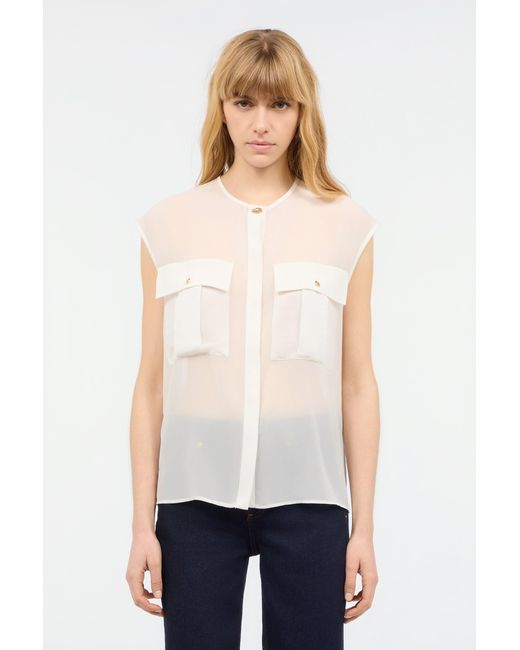 Roberto Cavalli White See-Through Sleeveless Top