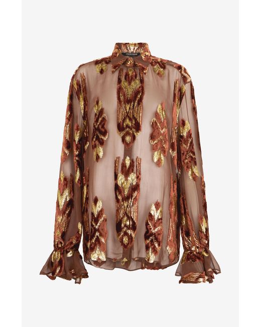 Roberto Cavalli Brown Fil Coupé Shirt