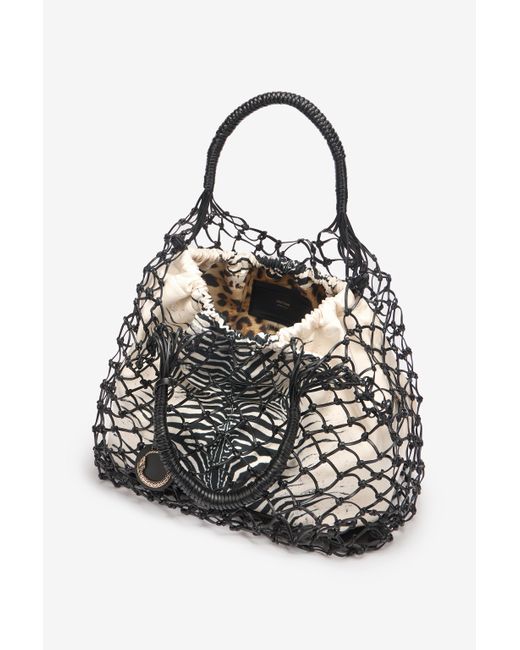 Roberto Cavalli Black Bag With Mesh And Mini Zebra Print