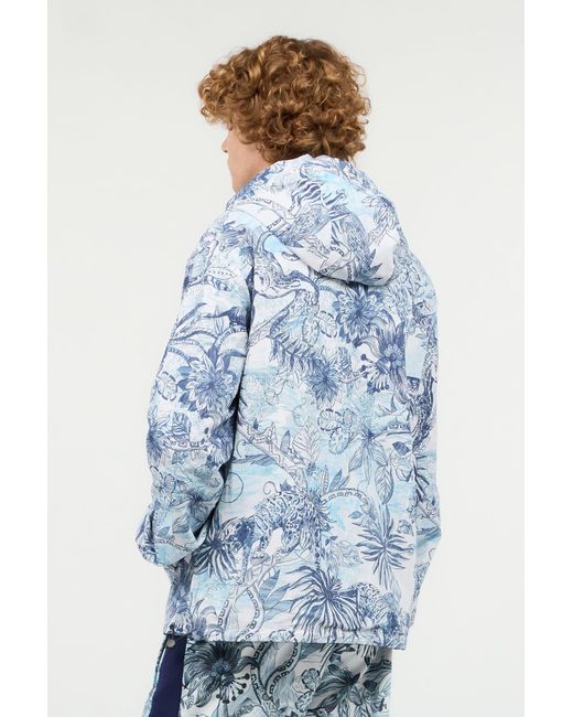 Roberto Cavalli Blue Reversible Hooded Sweatshirt for men