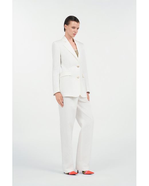 Roberto Cavalli Natural Cotton Jacquard Blazer With Leopard Print