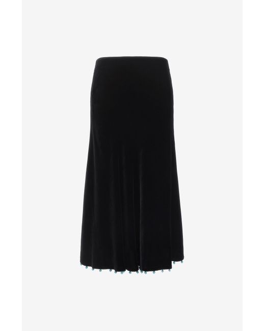Roberto Cavalli Black Beaded-Trim High-Waisted Skirt