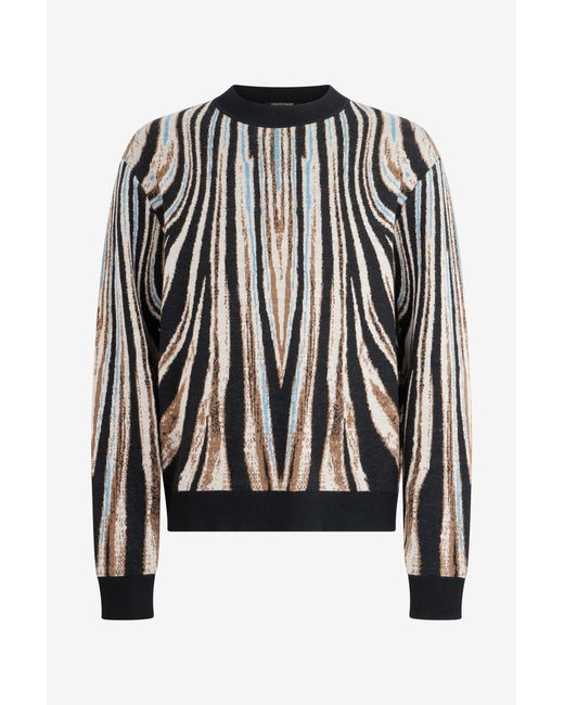 Roberto Cavalli Black Sweater With Zebra Print for men