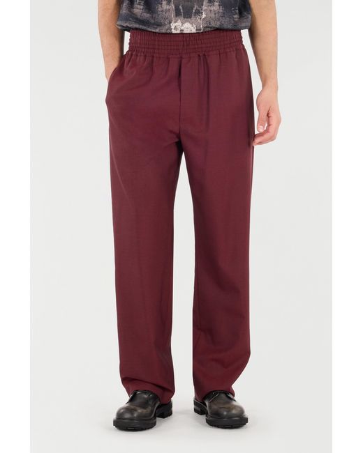Roberto Cavalli Red Loose Virgin Wool Pants for men